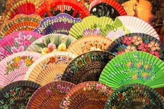 Vibrant Floral Display of Traditional Spanish Fans