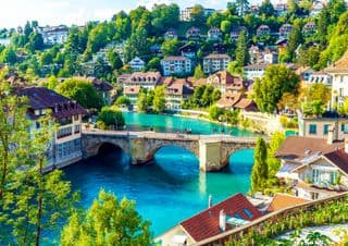 Ancient Stone Bridge Over the Aare River in Bern