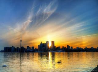 Toronto Sunset Skyline Reflection