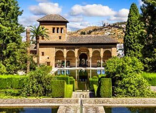 The Partal Palace Reflecting in its Pool at the Alhambra, Granada, Spain