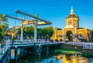 Historic Morspoort Gate in Leiden, Netherlands