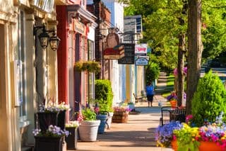 Lively Main Street in Hudson OH