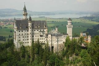 Neuschwanstein Castle atop the Bavarian Alps