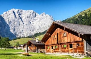Traditional Alpine Chalets in Karwendel Mountains, Austria