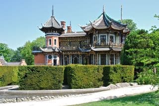 Traditional Chinese Pavilion amidst Lush Greenery