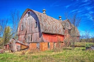 Derelict Wisconsin Barn amidst Spring's Touch