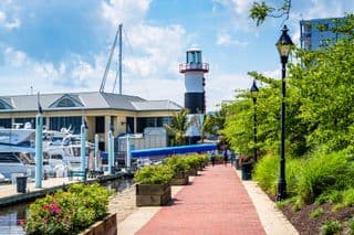 Lighthouse at Inner Harbor Walkway in Baltimore