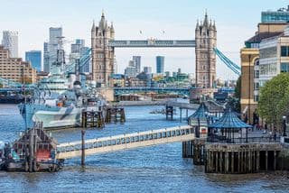 HMS Belfast Docked at Tower Bridge Footbridge