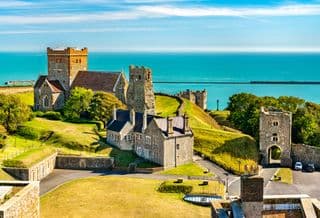 Medieval Dover Castle Overlooking the English Channel