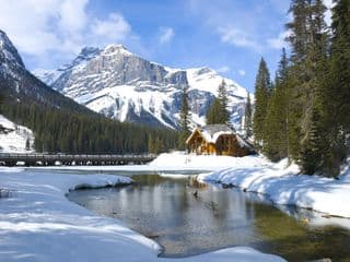 Snow-kissed Cabin by Emerald Lake in Yoho National Park