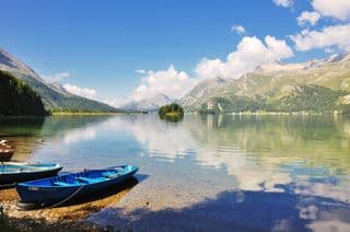 Blue Boats at Lake Sils