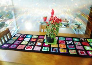 Colorful Granny Square Crochet Table Runner