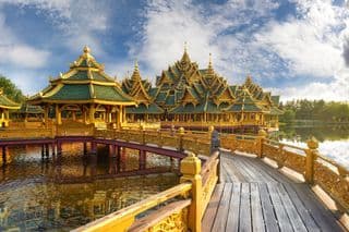 Ancient Thai Pavilion amidst Lush Gardens