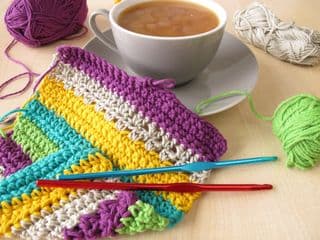 Colorful Crochet WIP with Tea Time