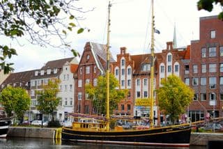 Traditional Sailing Ship in Lübeck Museum Harbor