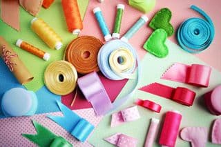 Assorted Ribbon and Thread Display