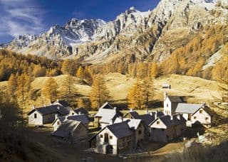Stone Village Nestled in the Italian Alps