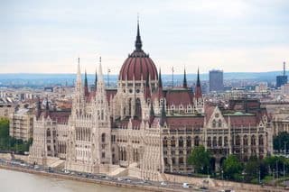 The Hungarian Parliament Building by the Danube River