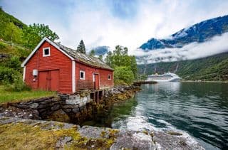 Red Cabin by Norwegian Fjord