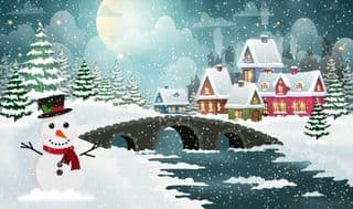 Snowy Night in Christmas Village