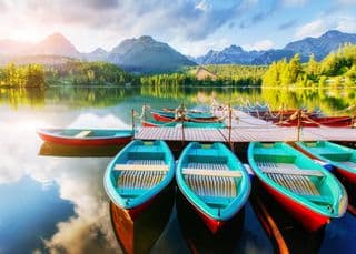 Rowboats at Strbske Pleso, High Tatras, Slovakia
