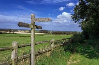 Wooden Footpath Signs Near Arlington Reservoir