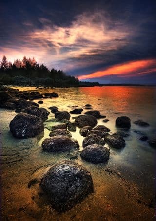 Dusk at Singapore's Punggol Beach