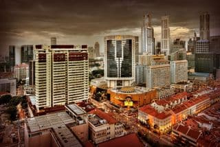 Dusk descends over Singapore's Chinatown