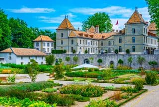 Prangins Castle in Summer Bloom