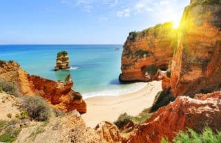 Sunset Rocky Beach in Lagos, Portugal