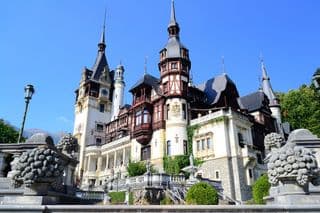 Regal Peles Castle amidst the Carpathian Mountains
