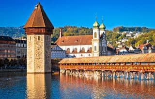 Covered Chapel Bridge in Lucerne, Switzerland