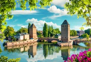 Reflections of the Ponts Couverts in Strasbourg