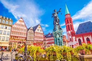 Statue of Lady Justice in Frankfurt's Old Town