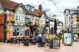 Lively Outdoor Seating at the Jolly Sailor Pub