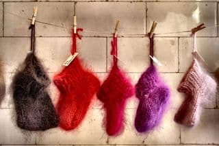 Hand-Knitted Mauve Slippers