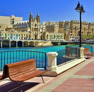 Gothic Architecture by the Sea at Balluta Bay, Sliema, Malta