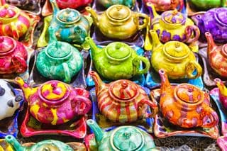 Vibrant Collection of Traditional Persian Teapots