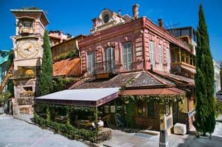 Falling Clocktower Restaurant in Old Tbilisi