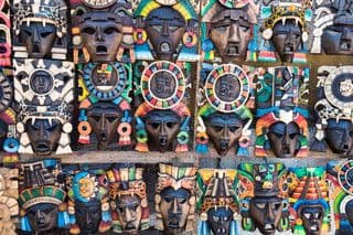 Colorful Mayan Wooden Masks