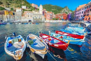 Colorful Boats at Vernazza Harbor