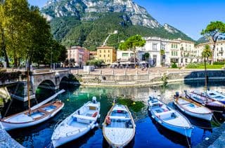 Boats Moored in the Old Town of Riva del Garda