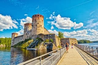 Historic Olavinlinna Castle by the Finnish Lake