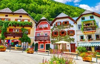 Colorful Buildings of Hallstatt Market Square