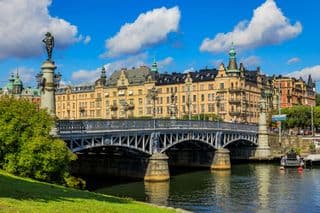 Statuesque Bridge Over the Calm Waters of Stockholm