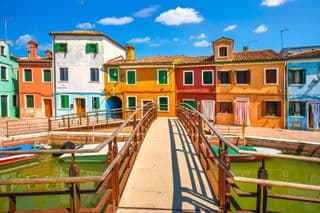 Brightly Painted Venetian Canal Scene