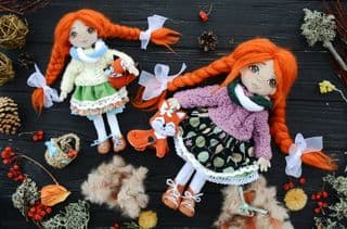 Handcrafted Dolls in Autumnal Setting