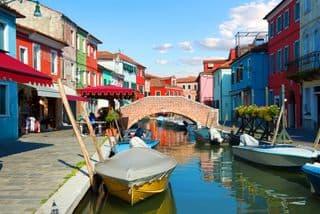 A Bridge Over the Canal of Burano, Venice, Italy