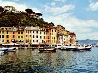 Colorful Boats Docked at the Small Fishing Port of Portofino, Italy