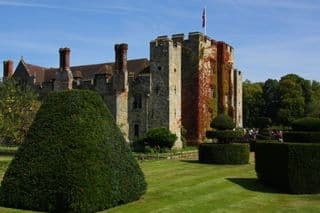 Medieval Hever Castle amidst Topiary Gardens